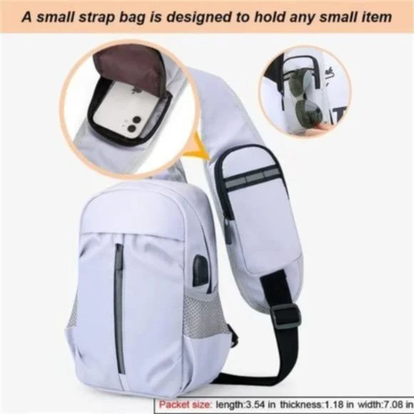 New Sling Backpack Crossbody Outdoor light Grey - Picture 6 of 8